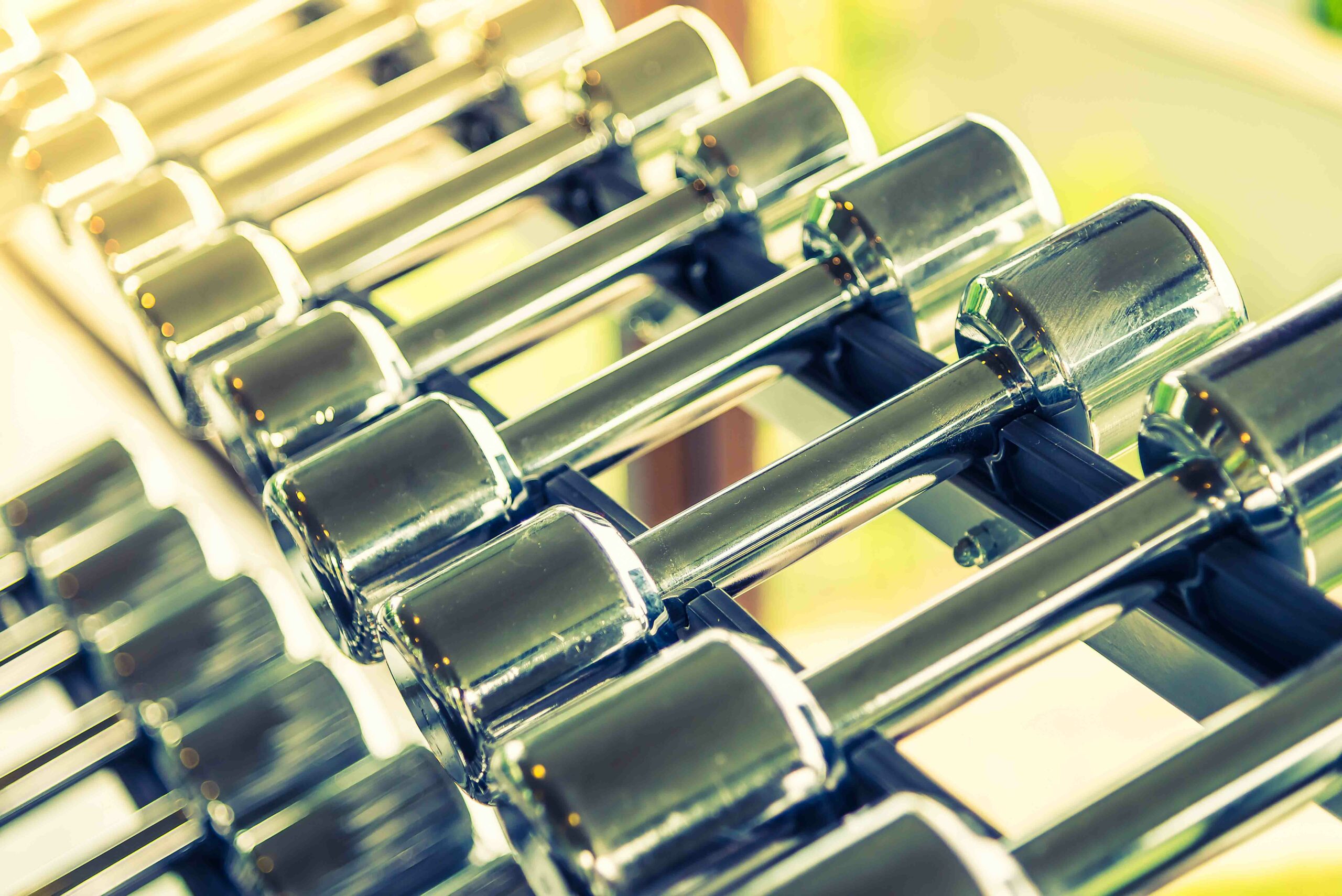 Selective soft focus point on Dumbbell - vintage filter and sunflare effect